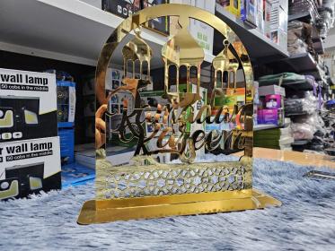 زينة رمضان كريم أكريليك، فانوس نجمة القمر الذهبيOrnements en acrylique Ramadan Kareem, lanterne étoile de lune dorée, décorations pour la maison 