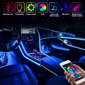 شريط إضاءة LED نيون RGB لداخل السيارة،Bande lumineuse LED en néon RGB pour intérieur de voiture