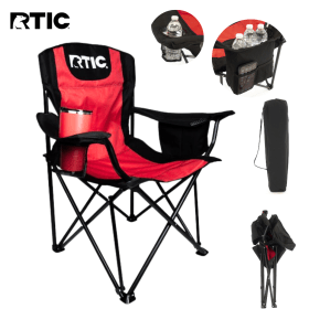 RTIC Chaise de camping pliante avec porte-boissons et sacs isoterme--كرسي ينطوي بسهولة ويحافظ على برودة مشروبك