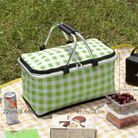 Panier de pique-nique a isolation thermique pliable portable avec couvercle et poignée en aluminium_يحافظ على أطعمتك باردة أو ساخنة… وأنيق وسهل الحمل