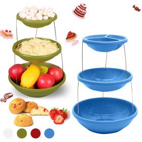   ثلاثة أصحن من الطبقات للفواكه و الحلوى و غيرها     Bol torsadé pliable à 3 niveaux pour les trempettes et les bonbons
